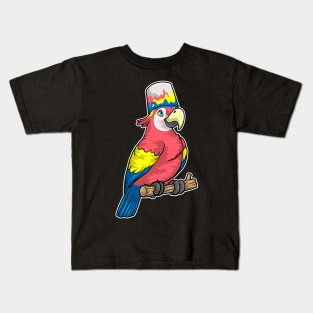 Parrot on Branch with Bucket Paint Kids T-Shirt